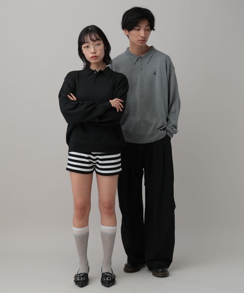ALAND（エーランド）の「【UNISEX】ALAND／12Ｇニットポロ（ニット/セーター・レディース・ブラック/グレー・LARGE/SMALL）」の4枚目の写真