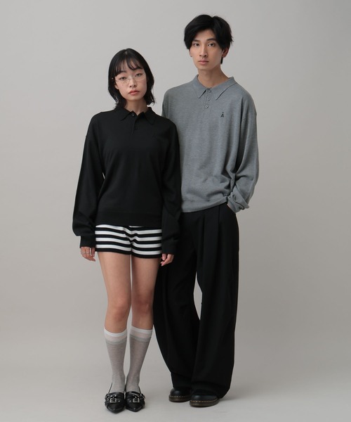 ALAND（エーランド）の「【UNISEX】ALAND／12Ｇニットポロ（ニット/セーター・レディース・ブラック/グレー・LARGE/SMALL）」の5枚目の写真