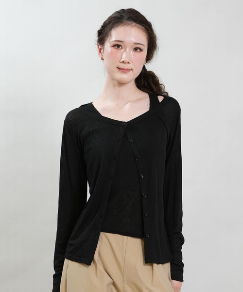 RIKKA FEMME(リッカファム)の「RIKKA FEMME/リッカファム アンサンブル 長袖 カーディガン タンクトップ 2点セット RF6S-2602(アンサンブル・レディース・グレー/ブルー/ブラック・FREE)」の1枚目の写真