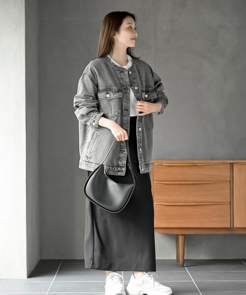 rps(アールピーエス)の「ノーカラービックGジャン(デニムジャケット・レディース・ブラック/ブルー・フリー)」の3枚目の写真