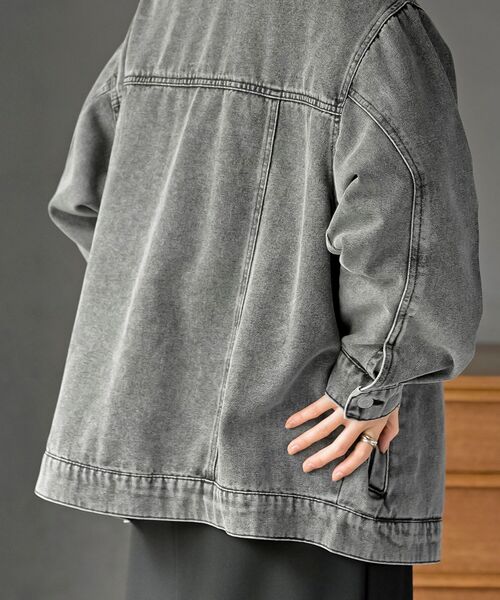 rps(アールピーエス)の「ノーカラービックGジャン(デニムジャケット・レディース・ブラック/ブルー・フリー)」の9枚目の写真