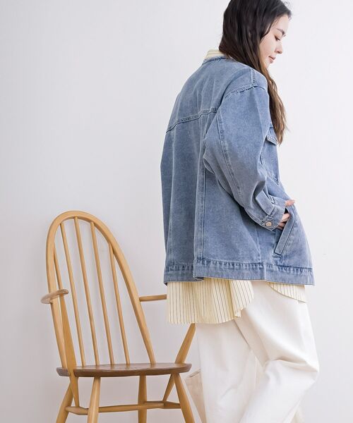 rps(アールピーエス)の「ノーカラービックGジャン(デニムジャケット・レディース・ブラック/ブルー・フリー)」の14枚目の写真