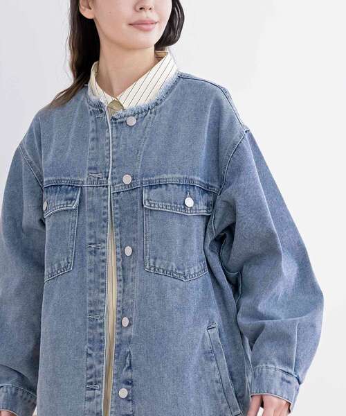 rps(アールピーエス)の「ノーカラービックGジャン(デニムジャケット・レディース・ブラック/ブルー・フリー)」の15枚目の写真