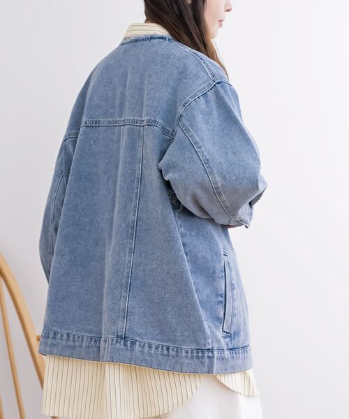 rps(アールピーエス)の「ノーカラービックGジャン(デニムジャケット・レディース・ブラック/ブルー・フリー)」の17枚目の写真