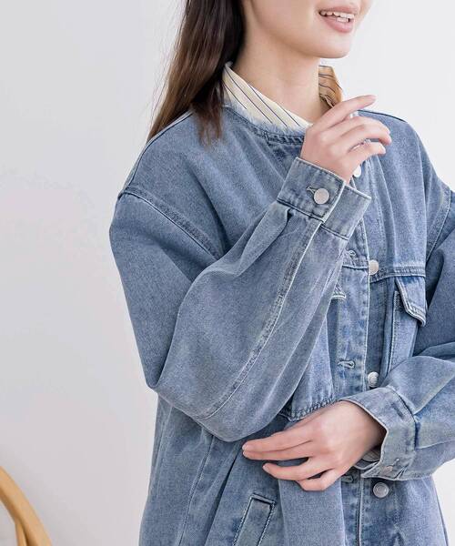 rps(アールピーエス)の「ノーカラービックGジャン(デニムジャケット・レディース・ブラック/ブルー・フリー)」の18枚目の写真