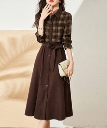 ONEP STAR | チェック柄シャツワンピース(シャツワンピース)