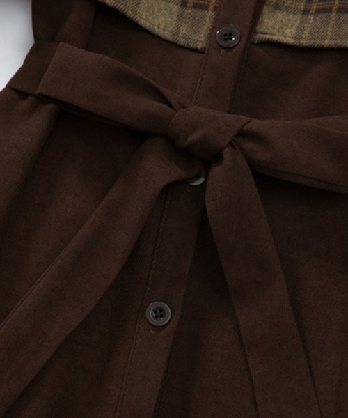 ONEP STAR（ワンピスター）の「チェック柄シャツワンピース（シャツワンピース・レディース・ブラウン・FREE）」の13枚目の写真