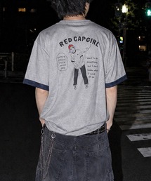 【a-r】〔RedCapGirl/レッドキャップガール〕裏配色天竺 イラストプリント 半袖Tシャツ 2WAY/ダブルフェイス