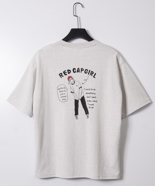 Red Cap Girl（レッドキャプガール）の「【a-r】〔RedCapGirl/レッドキャップガール〕裏配色天竺 イラストプリント 半袖Tシャツ 2WAY/ダブルフェイス（Tシャツ/カットソー・メンズ・アッシュグレー/ブラック/アイボリー・LARGE/MEDIUM）」の7枚目の写真