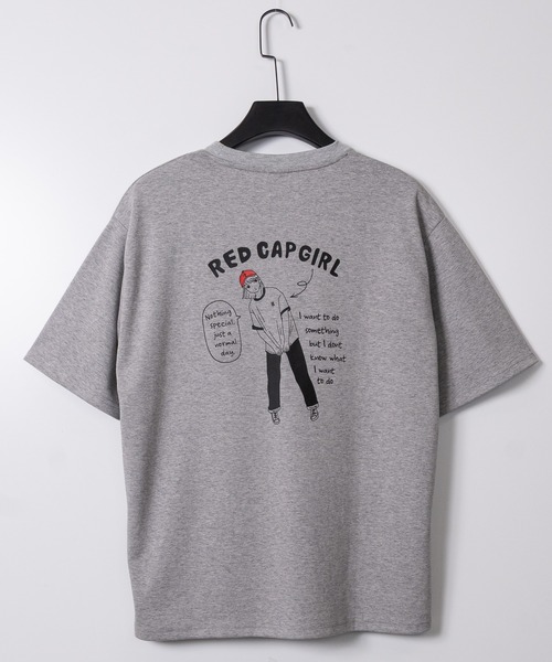 Red Cap Girl（レッドキャプガール）の「【a-r】〔RedCapGirl/レッドキャップガール〕裏配色天竺 イラストプリント 半袖Tシャツ 2WAY/ダブルフェイス（Tシャツ/カットソー・メンズ・アッシュグレー/ブラック/アイボリー・LARGE/MEDIUM）」の15枚目の写真