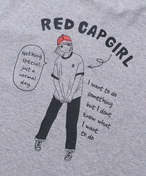 Red Cap Girl（レッドキャプガール）の「【a-r】〔RedCapGirl/レッドキャップガール〕裏配色天竺 イラストプリント 半袖Tシャツ 2WAY/ダブルフェイス（Tシャツ/カットソー・メンズ・アッシュグレー/ブラック/アイボリー・LARGE/MEDIUM）」の20枚目の写真