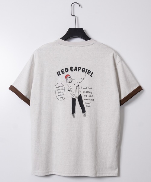 Red Cap Girl（レッドキャプガール）の「【a-r】〔RedCapGirl/レッドキャップガール〕裏配色天竺 イラストプリント 半袖Tシャツ 2WAY/ダブルフェイス（Tシャツ/カットソー・メンズ・アッシュグレー/ブラック/アイボリー・LARGE/MEDIUM）」の5枚目の写真