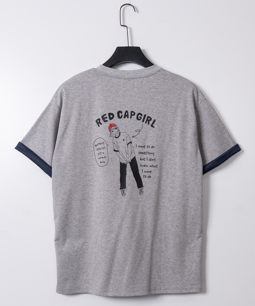 Red Cap Girl（レッドキャプガール）の「【a-r】〔RedCapGirl/レッドキャップガール〕裏配色天竺 イラストプリント 半袖Tシャツ 2WAY/ダブルフェイス（Tシャツ/カットソー・メンズ・アッシュグレー/ブラック/アイボリー・LARGE/MEDIUM）」の13枚目の写真