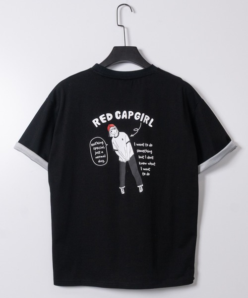 Red Cap Girl（レッドキャプガール）の「【a-r】〔RedCapGirl/レッドキャップガール〕裏配色天竺 イラストプリント 半袖Tシャツ 2WAY/ダブルフェイス（Tシャツ/カットソー・メンズ・アッシュグレー/ブラック/アイボリー・LARGE/MEDIUM）」の9枚目の写真