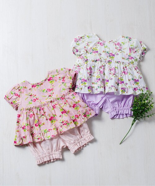 Boribon（ボリボン）の「【リンク】ローズガーデンミルキースーツ（その他ベビーウェア・キッズ・オフホワイト/ピンク・80/90/70）」の5枚目の写真