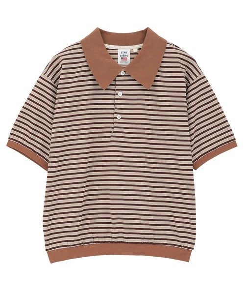Tiara(ティアラ)の「【STAR&STRIPE/スターアンドストライプ】ボーダーポロニット(SSMD-199M)(ニット/セーター・レディース・ブラウン/ブルー・FREE)」の1枚目の写真