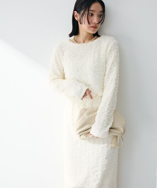 Green Parks(グリーンパークス)の「表面感ポコポコプルオーバー(Tシャツ/カットソー・レディース・ブラック/サックスブルー/ホワイト系その他2/ライトグレー・FREE)」の9枚目の写真