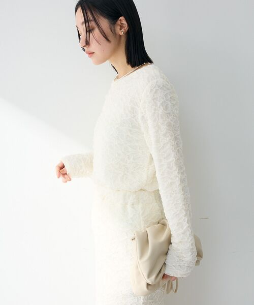 Green Parks(グリーンパークス)の「表面感ポコポコプルオーバー(Tシャツ/カットソー・レディース・ブラック/サックスブルー/ホワイト系その他2/ライトグレー・FREE)」の10枚目の写真