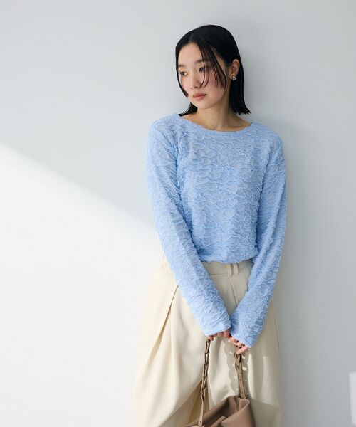 Green Parks(グリーンパークス)の「表面感ポコポコプルオーバー(Tシャツ/カットソー・レディース・ブラック/サックスブルー/ホワイト系その他2/ライトグレー・FREE)」の21枚目の写真