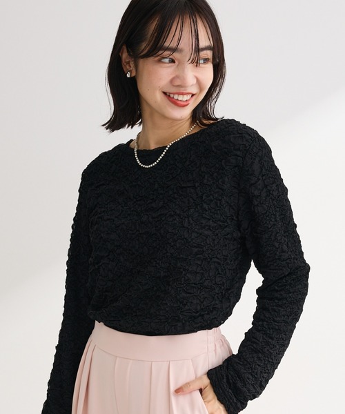 Green Parks(グリーンパークス)の「表面感ポコポコプルオーバー(Tシャツ/カットソー・レディース・ブラック/サックスブルー/ホワイト系その他2/ライトグレー・FREE)」の3枚目の写真