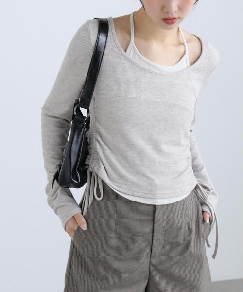 FREE'S MART(フリーズマート)の「◆ホルターネックレイヤードサイドドロストカットソー(Tシャツ/カットソー・レディース・ワンウォッシュ/グレー系その他/ブラウン/ベージュ・FREE)」の3枚目の写真
