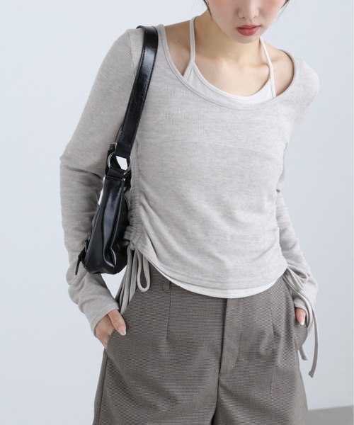 FREE'S MART（フリーズマート）の「◆ホルターネックレイヤードサイドドロストカットソー（Tシャツ/カットソー・レディース・ワンウォッシュ/グレー系その他/ブラウン/ベージュ・FREE）」の4枚目の写真