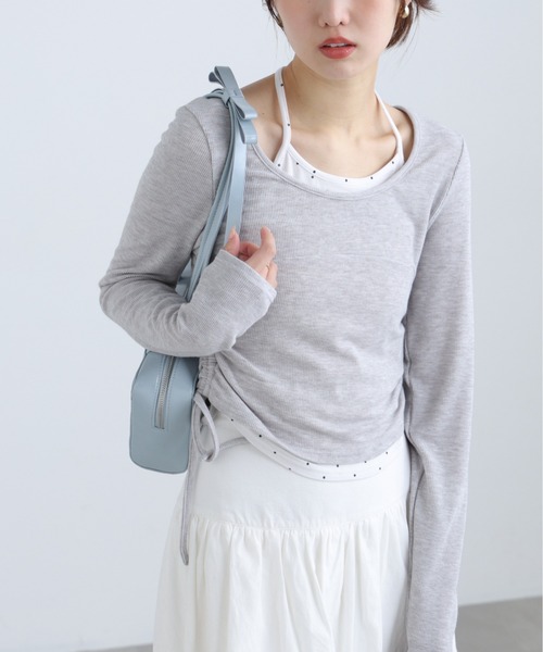 FREE'S MART（フリーズマート）の「◆ホルターネックレイヤードサイドドロストカットソー（Tシャツ/カットソー・レディース・ワンウォッシュ/グレー系その他/ブラウン/ベージュ・FREE）」の2枚目の写真