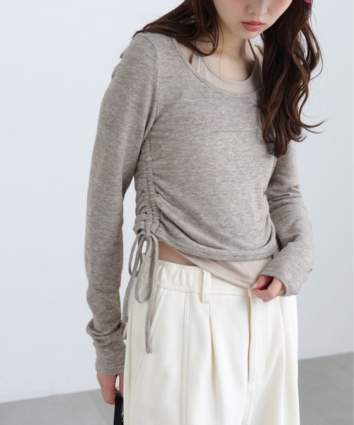 FREE'S MART（フリーズマート）の「◆ホルターネックレイヤードサイドドロストカットソー（Tシャツ/カットソー・レディース・ワンウォッシュ/グレー系その他/ブラウン/ベージュ・FREE）」の3枚目の写真