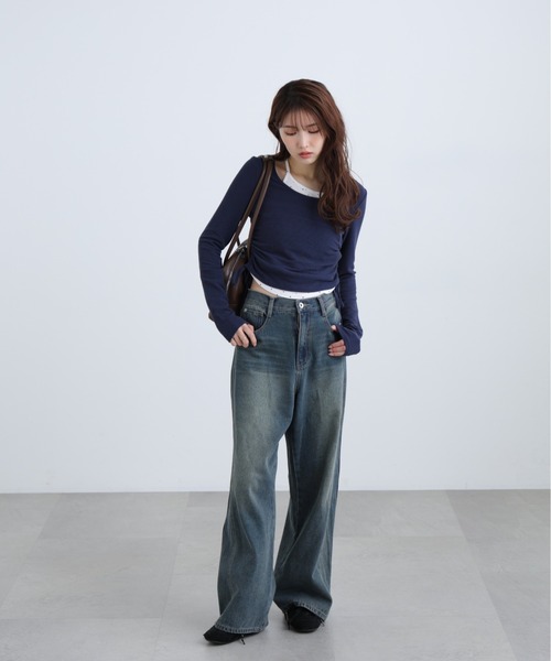 FREE'S MART（フリーズマート）の「◆ホルターネックレイヤードサイドドロストカットソー（Tシャツ/カットソー・レディース・ワンウォッシュ/グレー系その他/ブラウン/ベージュ・FREE）」の13枚目の写真