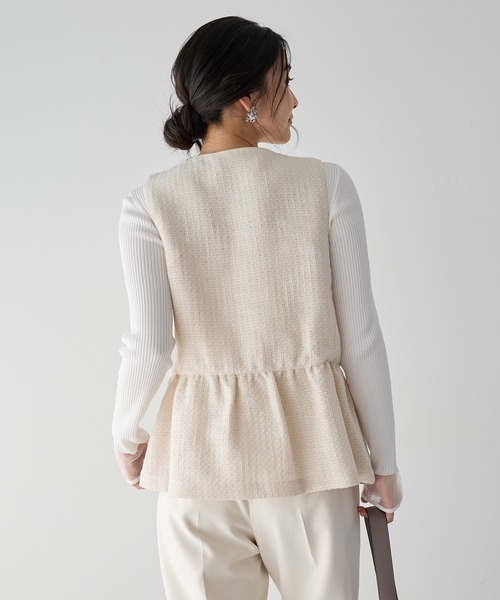 YECCA VECCA（イェッカヴェッカ）の「ツイードペプラムジレ（ベスト・レディース・オフホワイト/その他6・M）」の9枚目の写真