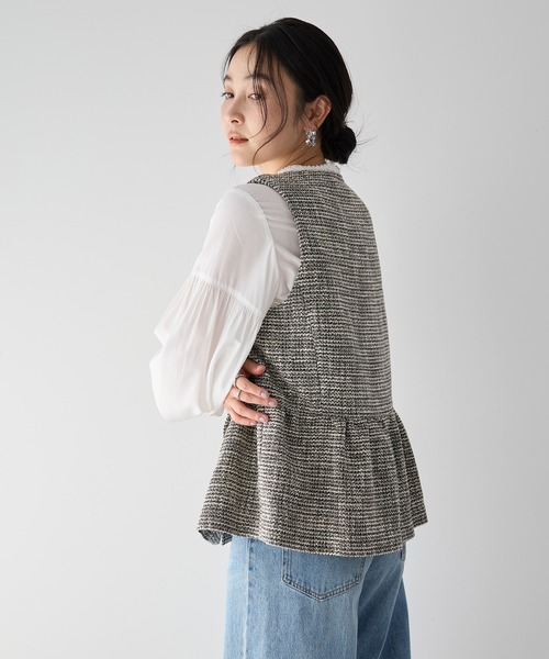 YECCA VECCA（イェッカヴェッカ）の「ツイードペプラムジレ（ベスト・レディース・オフホワイト/その他6・M）」の17枚目の写真