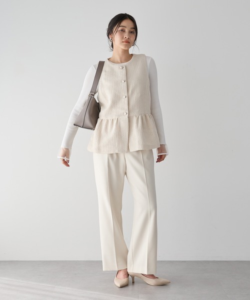 YECCA VECCA（イェッカヴェッカ）の「ツイードペプラムジレ（ベスト・レディース・オフホワイト/その他6・M）」の10枚目の写真