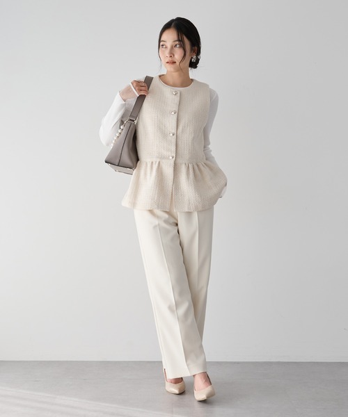 YECCA VECCA（イェッカヴェッカ）の「ツイードペプラムジレ（ベスト・レディース・オフホワイト/その他6・M）」の11枚目の写真