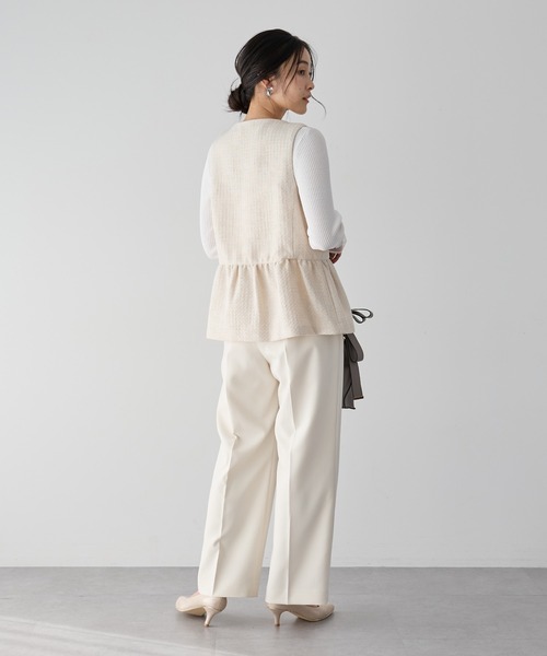 YECCA VECCA（イェッカヴェッカ）の「ツイードペプラムジレ（ベスト・レディース・オフホワイト/その他6・M）」の14枚目の写真