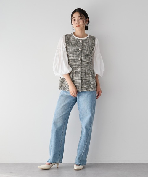 YECCA VECCA（イェッカヴェッカ）の「ツイードペプラムジレ（ベスト・レディース・オフホワイト/その他6・M）」の21枚目の写真