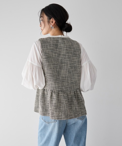 YECCA VECCA（イェッカヴェッカ）の「ツイードペプラムジレ（ベスト・レディース・オフホワイト/その他6・M）」の19枚目の写真