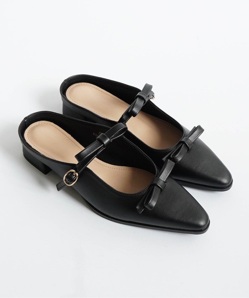 Fabby fabby(ファビィーファビィー)の「ダブルリボンミュールパンプス(パンプス・レディース・ブラック系その他/ピンク系その他/ベージュ系その他/ブルー系その他/オフホワイト/ブラック・MEDIUM/LARGE/SMALL)」の16枚目の写真