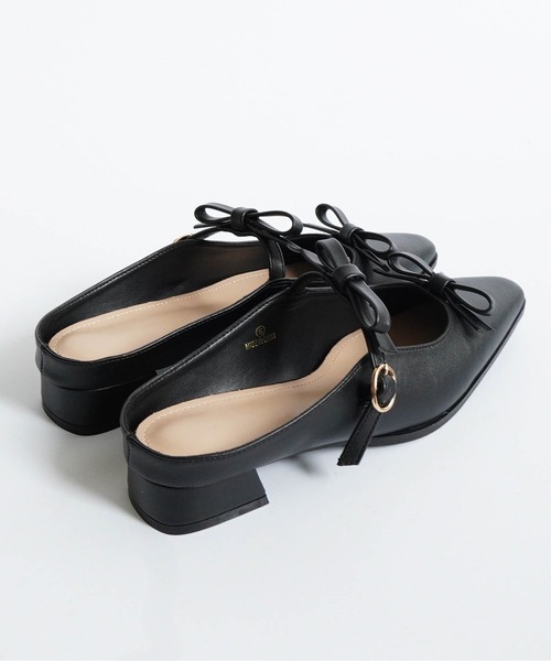 Fabby fabby(ファビィーファビィー)の「ダブルリボンミュールパンプス(パンプス・レディース・ブラック系その他/ピンク系その他/ベージュ系その他/ブルー系その他/オフホワイト/ブラック・MEDIUM/LARGE/SMALL)」の17枚目の写真
