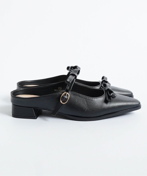 Fabby fabby(ファビィーファビィー)の「ダブルリボンミュールパンプス(パンプス・レディース・ブラック系その他/ピンク系その他/ベージュ系その他/ブルー系その他/オフホワイト/ブラック・MEDIUM/LARGE/SMALL)」の18枚目の写真