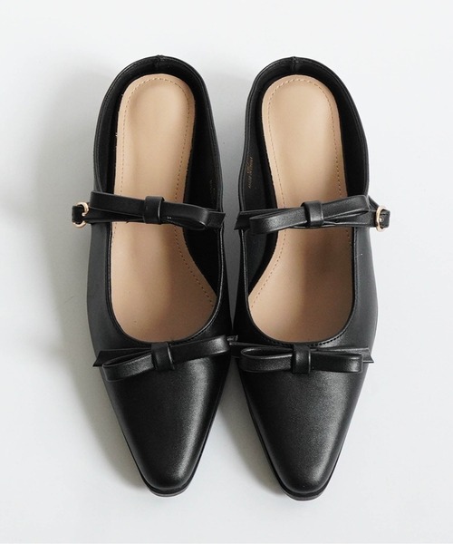 Fabby fabby(ファビィーファビィー)の「ダブルリボンミュールパンプス(パンプス・レディース・ブラック系その他/ピンク系その他/ベージュ系その他/ブルー系その他/オフホワイト/ブラック・MEDIUM/LARGE/SMALL)」の19枚目の写真