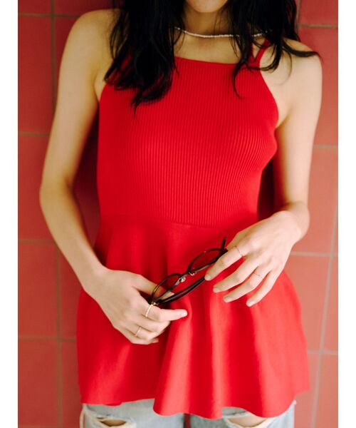 Ungrid（アングリッド）の「ペプラムデザインニットキャミ（キャミソール・レディース・レッド/アイボリー/チャコールグレー・FREE）」の22枚目の写真