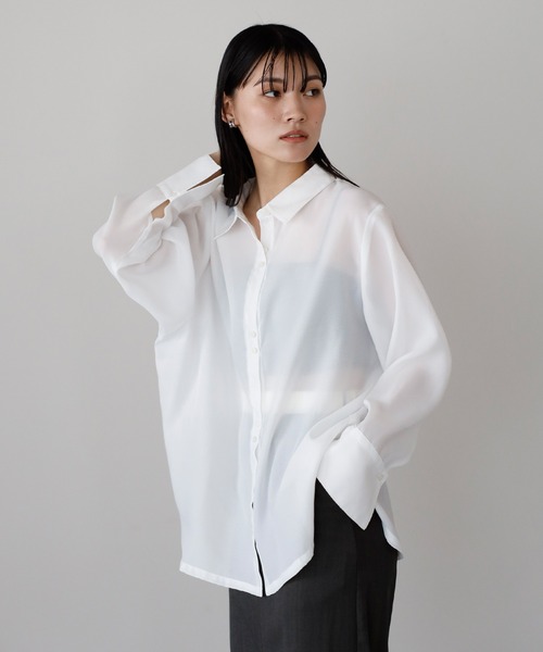 big cuffs sheer shirt /ビッグカフスシアーシャツ