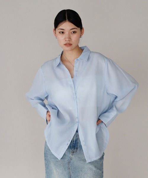 big cuffs sheer shirt /ビッグカフスシアーシャツ