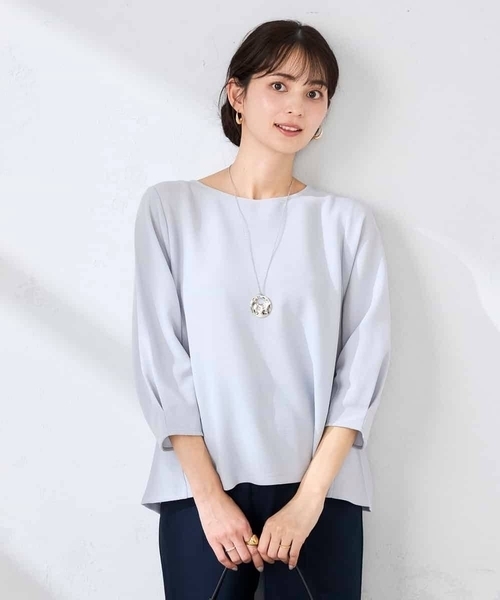 a.v.v(アーヴェヴェ)の「光沢リップル七分袖カットソー(Tシャツ/カットソー・レディース・グレー系その他/ネイビー/ダークインディゴブルー・40/36/38)」の4枚目の写真
