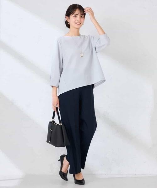 a.v.v(アーヴェヴェ)の「光沢リップル七分袖カットソー(Tシャツ/カットソー・レディース・グレー系その他/ネイビー/ダークインディゴブルー・40/36/38)」の8枚目の写真