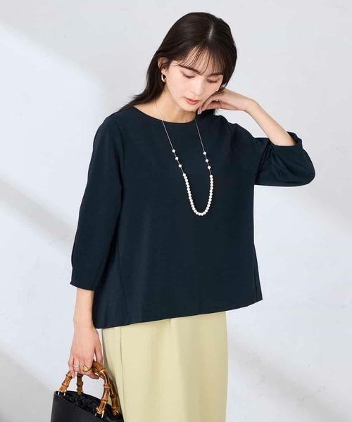 a.v.v(アーヴェヴェ)の「光沢リップル七分袖カットソー(Tシャツ/カットソー・レディース・グレー系その他/ネイビー/ダークインディゴブルー・40/36/38)」の10枚目の写真