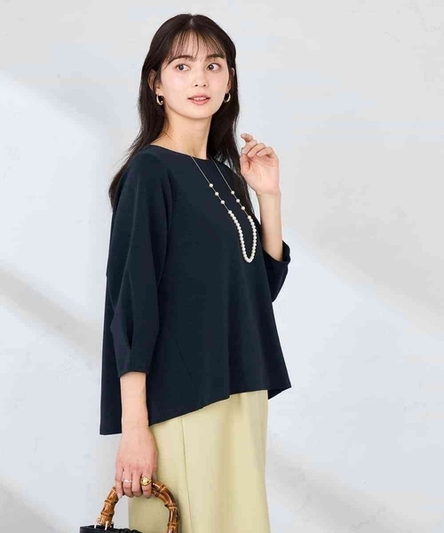a.v.v(アーヴェヴェ)の「光沢リップル七分袖カットソー(Tシャツ/カットソー・レディース・グレー系その他/ネイビー/ダークインディゴブルー・40/36/38)」の11枚目の写真