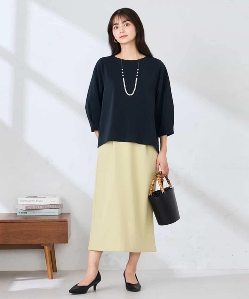 a.v.v(アーヴェヴェ)の「光沢リップル七分袖カットソー(Tシャツ/カットソー・レディース・グレー系その他/ネイビー/ダークインディゴブルー・40/36/38)」の15枚目の写真