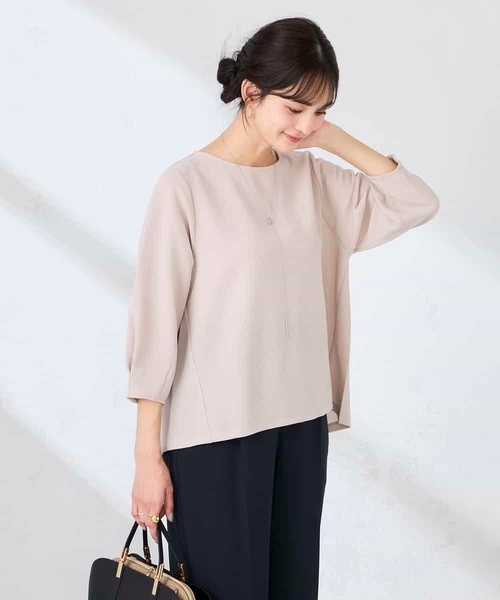 a.v.v(アーヴェヴェ)の「光沢リップル七分袖カットソー(Tシャツ/カットソー・レディース・グレー系その他/ネイビー/ダークインディゴブルー・40/36/38)」の17枚目の写真