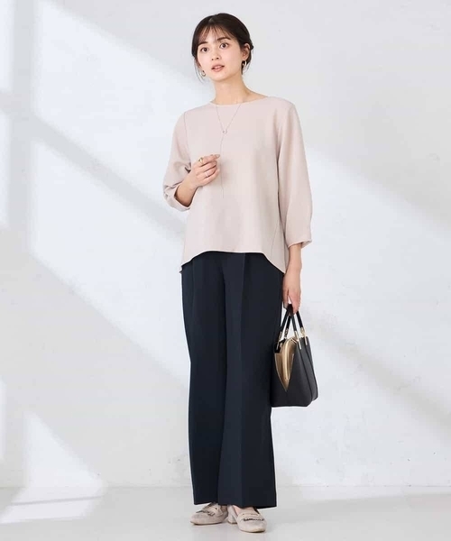 a.v.v(アーヴェヴェ)の「光沢リップル七分袖カットソー(Tシャツ/カットソー・レディース・グレー系その他/ネイビー/ダークインディゴブルー・40/36/38)」の18枚目の写真